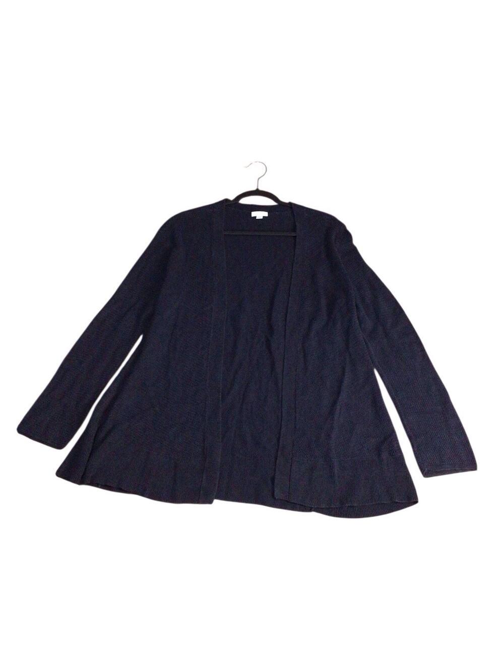 J. Jill Size Small Linen Blend Open Front Cardigan Sweater Navy Blue
